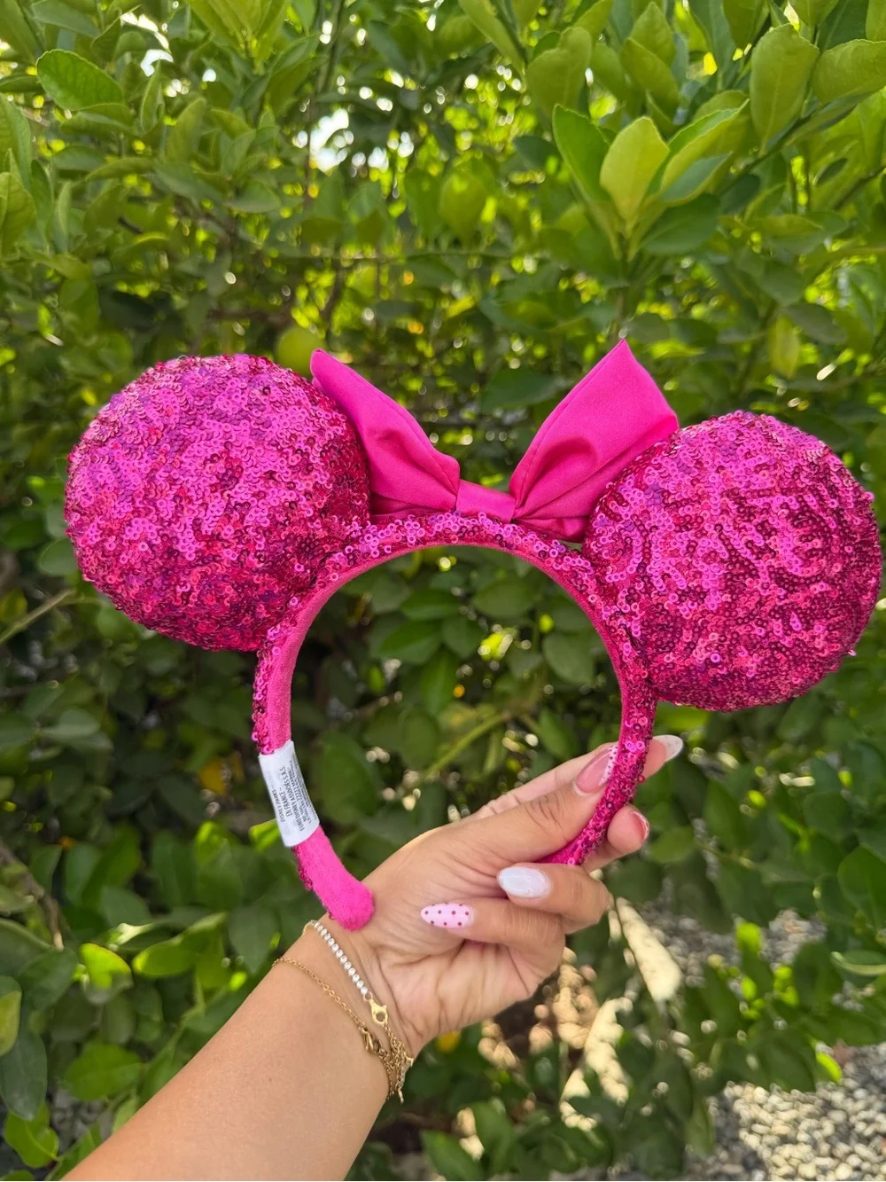 Hot Pink Sequin Minnie Ear Headband with Bow